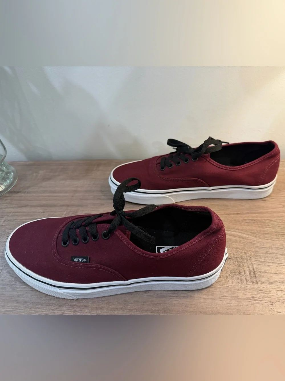 Vans Authentic Port Royal Red Burgundy/Black Canvas Low-Top Sneakers W 10 M 8.5